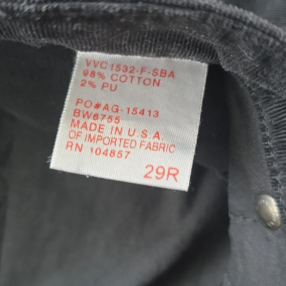 AG Adriano Goldschmied the Jegging Super Skinny Fit corduroy Black 29r Low Rise - Picture 5 of 12